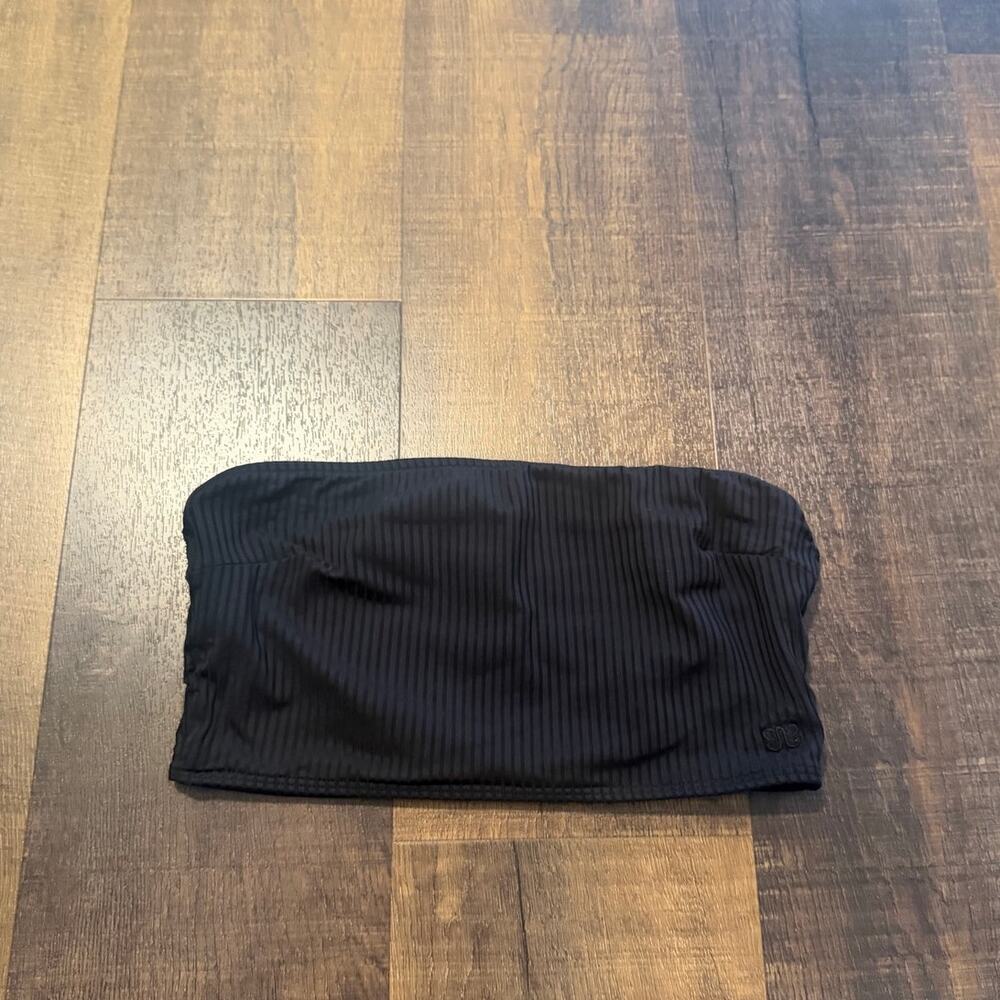 Albion Fit All Black Groove Bandeau Bikini Swim Top Black Size M